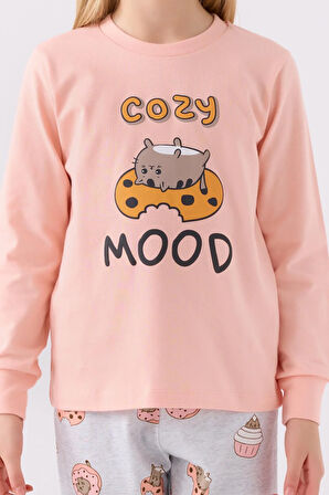 RolyPoly Kız Çocuk Uzun Kol Pijama Takım A.Somon