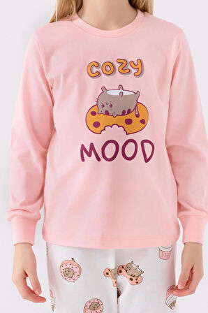 RolyPoly Kız Çocuk Uzun Kol Pijama Takım A.Pembe