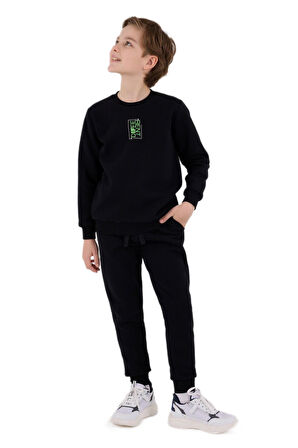 RolyPoly Erkek Çocuk Siyah Garson Boy Eşofman Takımı 3652-G 