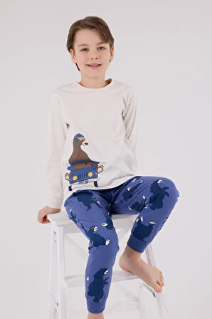 RolyPoly Erkek Çocuk Uzun Kol Pijama Takım Taş