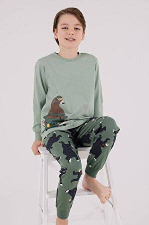 RolyPoly Erkek ÇocukUzun Kol Pijama Takım Yeşil