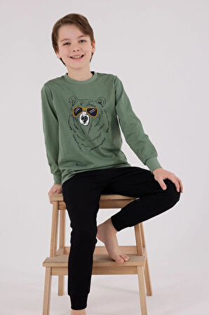 RolyPoly Erkek Çocuk Uzun Kol Pijama Takım K.Yeşil