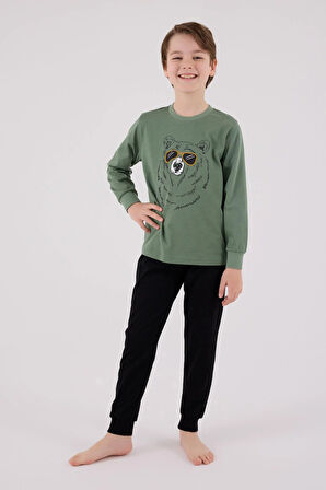RolyPoly Erkek Çocuk Uzun Kol Pijama Takım K.Yeşil