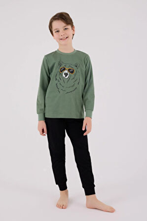RolyPoly Erkek Çocuk Uzun Kol Pijama Takım K.Yeşil
