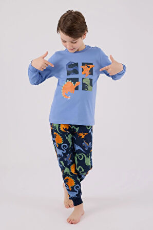 RolyPoly Erkek Çocuk Uzun Kol Pijama Takım Açık İndigo