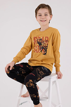 RolyPoly Erkek Çocuk Uzun Kol Pijama Takım Hardal