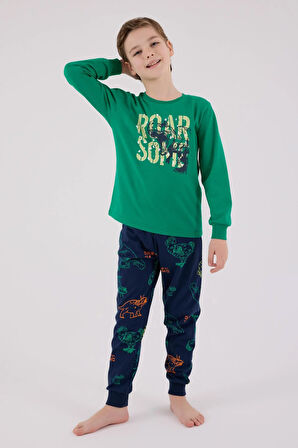 RolyPoly Erkek Çocuk Uzun Kol Pijama Takım Orman Yeşili