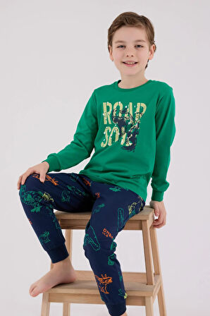 RolyPoly Erkek Çocuk Uzun Kol Pijama Takım Orman Yeşili