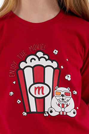 Rolypoly Kız Çocuk Kırmızı Uzun Kollu Pijama Takımı 3678-2 