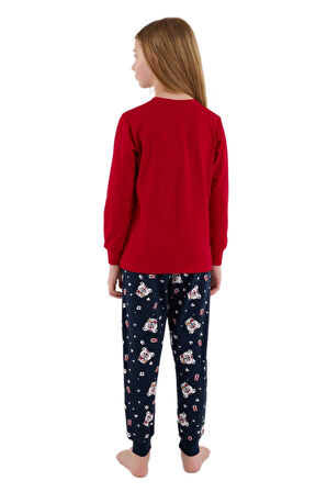 Rolypoly Kız Çocuk Kırmızı Uzun Kollu Pijama Takımı 3678-2 
