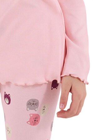 Rolypoly Kız Çocuk Pembe Uzun Kollu Pijama Takımı 3700-2 