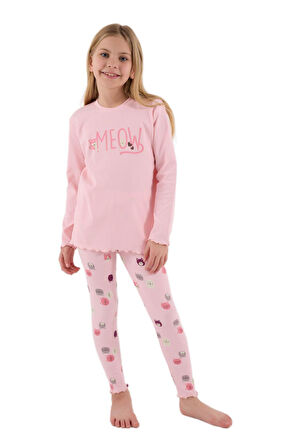 Rolypoly Kız Çocuk Pembe Uzun Kollu Pijama Takımı 3700-2 
