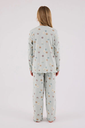RolyPoly Kız Çocuk Uzun Kol Pijama Takım Açık Yeşil