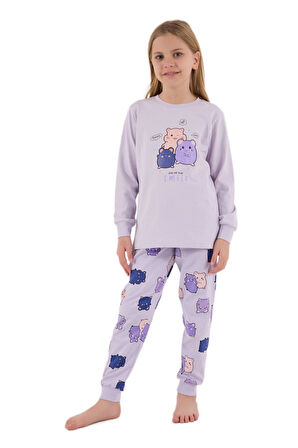 Roly Poly Kız Çocuk Lila Pijama Takımı 3705-2 