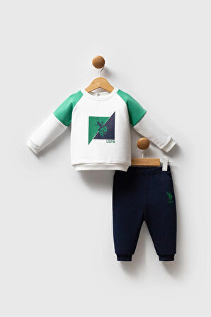 U.S. Polo Assn. Erkek Bebek 2'li Takım Beyaz-Yeşil