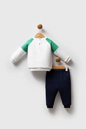 U.S. Polo Assn. Erkek Bebek 2'li Takım Beyaz-Yeşil