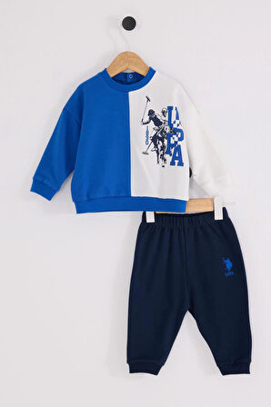 U.S. Polo Assn Erkek Bebek 2 li Takım Cobalt Mavi