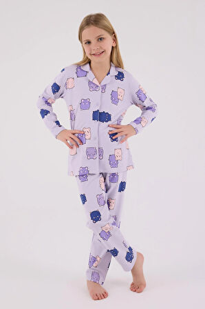 RolyPoly Kız Çocuk Gömlek Pijama Lila
