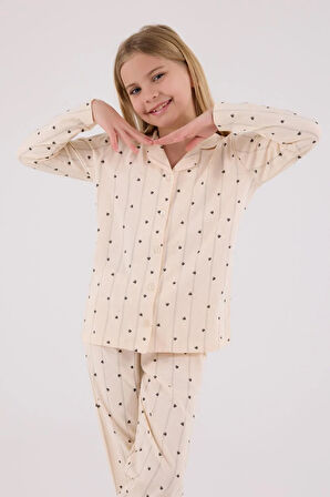 Arnetta Kız Çocuk Gömlek Pijama Krem