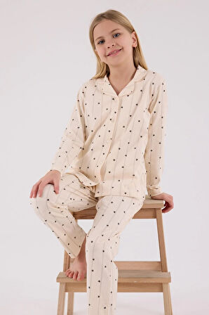 Arnetta Kız Çocuk Gömlek Pijama Krem