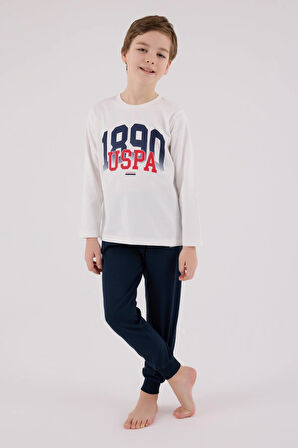 U.S. Polo Assn. Erkek Çocuk Uzun Kol Pijama Takım Beyaz