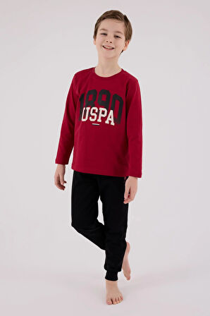 U.S. Polo Assn. Erkek Çocuk Uzun Kol Pijama Takım Bordo