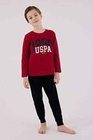 U.S. Polo Assn. Erkek Çocuk Uzun Kol Pijama Takım Bordo