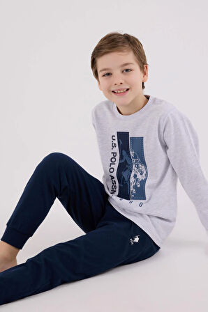 U.S. Polo Assn. Erkek Çocuk Uzun Kol Pijama Takım Kar Melanj