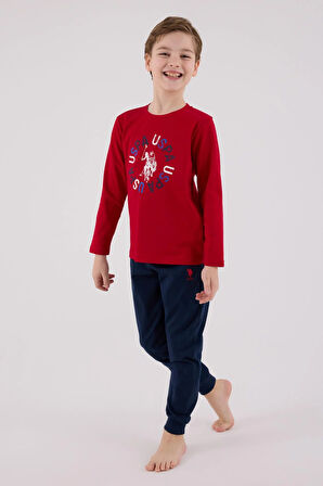 U.S. Polo Assn. Erkek Çocuk Uzun Kol Pijama Takım Kırmızı