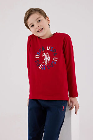 U.S. Polo Assn. Erkek Çocuk Uzun Kol Pijama Takım Kırmızı