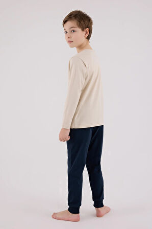 U.S. Polo Assn. Erkek Çocuk Uzun Kol Pijama Takım Bej