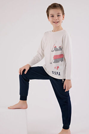 U.S. Polo Assn. Erkek Çocuk Uzun Kol Pijama Takım Taş