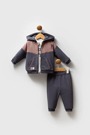 U.S. Polo Assn Erkek Bebek 3'lü Takım Füme