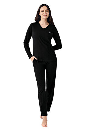 Pierre Cardin Kadın Siyah Uzun Kollu Pijama Takımı 9070-S 