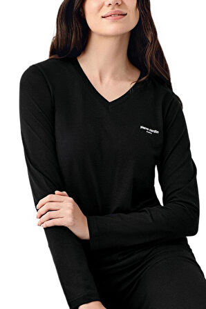 Pierre Cardin Kadın Siyah Uzun Kollu Pijama Takımı 9070-S 