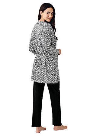 Pierre Cardin Kadın Siyah 3'lü Pijama Takımı 9071-S 