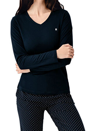 Pierre Cardin Kadın Lacivert Uzun Kollu Pijama Takımı 9091 