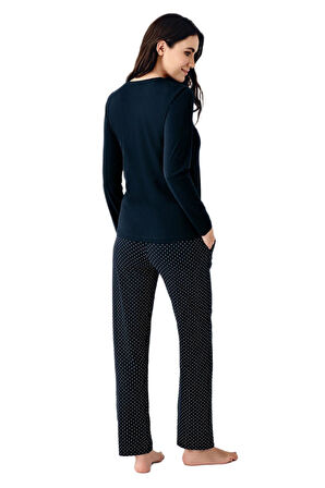 Pierre Cardin Kadın Lacivert Uzun Kollu Pijama Takımı 9091 
