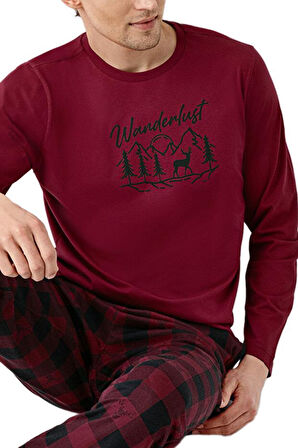 Arnetta Erkek Bordo Uzun Kollu Pijama Takımı 3502-S 