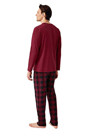 Arnetta Erkek Bordo Uzun Kollu Pijama Takımı 3502-S 
