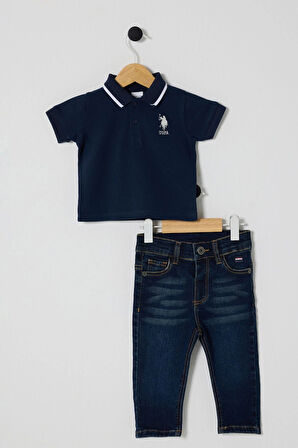 U.S POLO ASSN ERKEK BEBEK 2Lİ  PİKE T-SHIRT TAKIM - LACİVERT