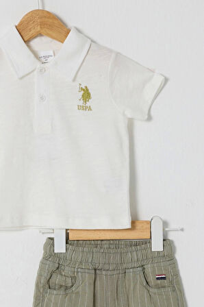 U.S.POLO ERKEK BEBEK 2Lİ T-SHIRT TAKIM - BEYAZ/HAKİ