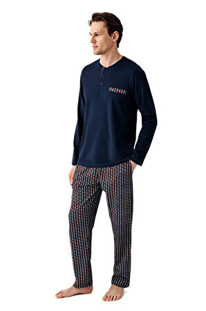 Arnetta Erkek Lacivert Uzun Kollu Pijama Takımı 3505-S