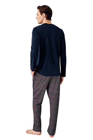 Arnetta Erkek Lacivert Uzun Kollu Pijama Takımı 3505-S