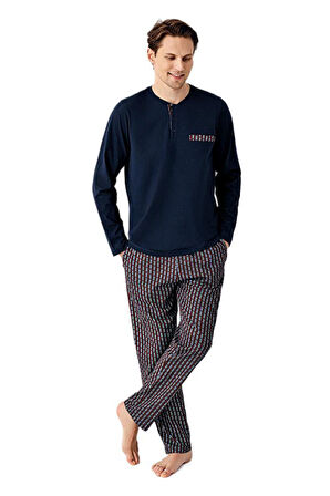 Arnetta Erkek Lacivert Uzun Kollu Pijama Takımı 3505-S