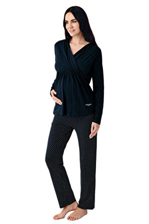 Pierre Cardin Kadın Lacivert Lohusa Pijama Takımı 9094-S