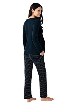 Pierre Cardin Kadın Lacivert Lohusa Pijama Takımı 9094-S