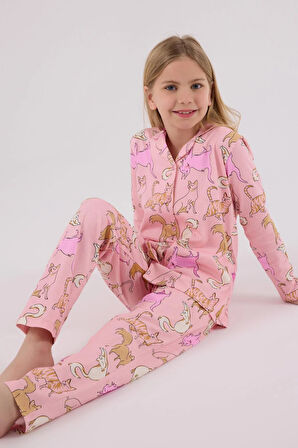 RolyPoly Kız Çocuk Gömlek Pijama Açık Pembe