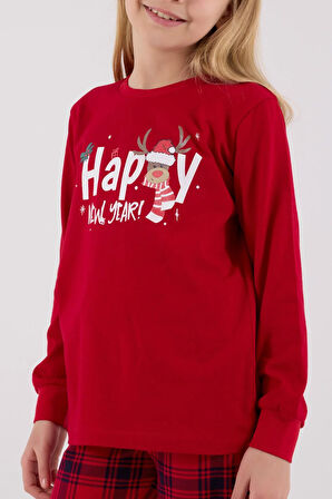 RolyPoly Kız Çocuk Uzun Kol Pijama Takım Kırmızı