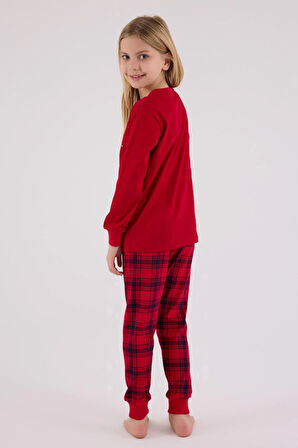 RolyPoly Kız Çocuk Uzun Kol Pijama Takım Kırmızı